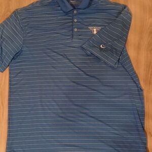 Robert Trent Jones Nike Blue Striped Golf Polo Shirt Size XL